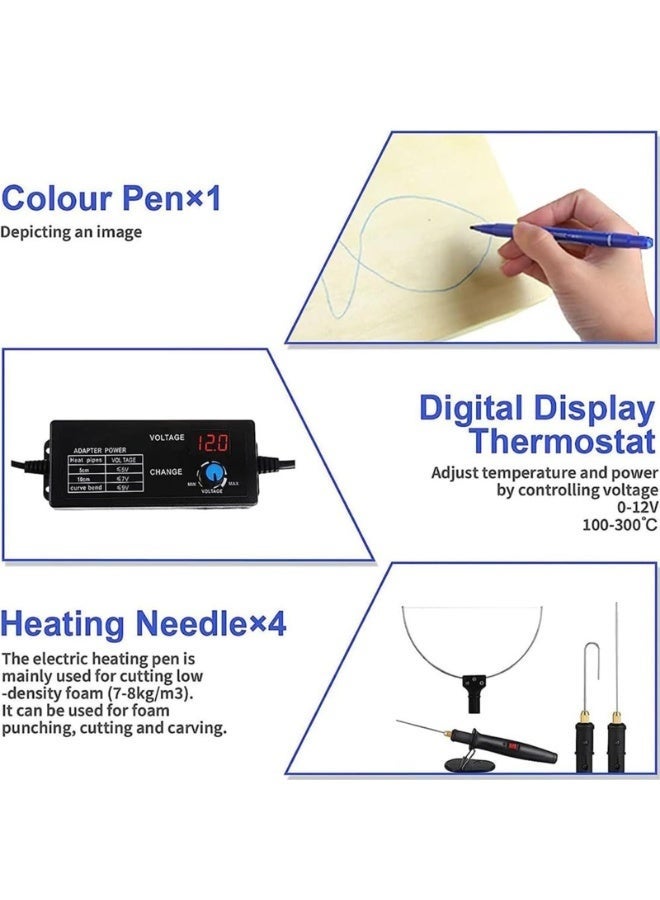 WALALLA 28W Hot Wire Foam Cutter Kit with Digital Thermostat - 10Pcs Electric Cutting Pen, 4 Interchangeable Tips for Precision Styrofoam & Foam Board Carving (100-240V) - Image 3